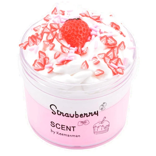 Keemanman Strawberry Butter Slime, Scented DIY Slime Supplies Kit for Girls and Boys, Stress Relief Toy for Kids Education, Party Favor, Gift and Birthday (7oz)