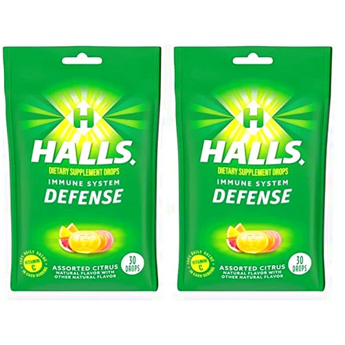 Halls Cough Drops, Assorted Citrus, 30-ct (Pack of 2)
