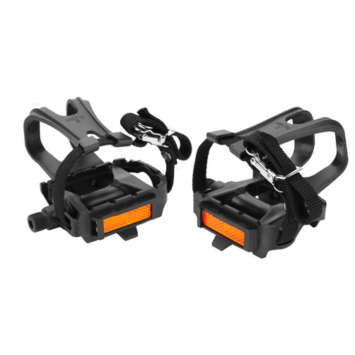 Cyrank Bike Pedal with Toe Clip Cage, 1 Pair Bike Pedals with Clips and Straps for Outdoor Cycling and Indoor Stationary Bike Universal Bike Pedals for Mountain Bikes Road Bike Accessories