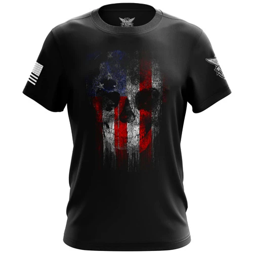 We The People Holsters - Freedom Reaper - Round Neck T Shirt - Men's Short Sleeve T Shirt - Pro America Logo - American Flag Patriotic Shirt - Black - L