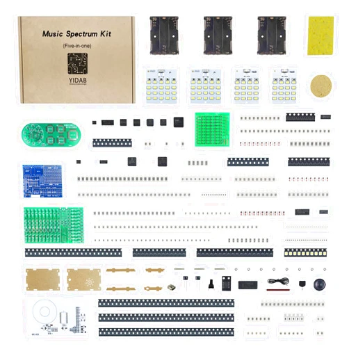 Yidab Soldering Practice Kit 5in1 DIY Music Spectrum Senior SMD Two-Sided SMT Circular LED 0805 Small SMD Circuit Kit Learn Soldering Kit for Beginners (14MPP5-1)