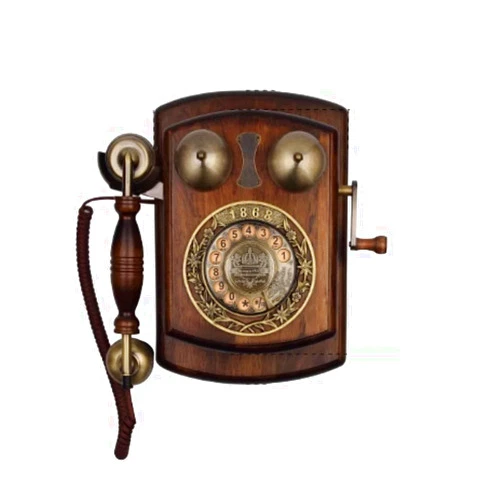 Vijian Wall Phone with Retro Design, Wooden Wall Mounted Phone, Mechanical Ringer, Old-Fashioned Rotary dial, Perfect for Kitchen,Living Room Hotel