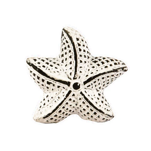 MarktSq Set of 4 Star Fish Cabinet Knob in Distressed White
