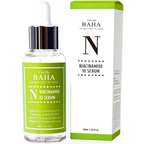 Cos De BAHA Niacinamide 10% + Zinc PCA 1% Serum for Face - Pore Reducer + Uneven Skin Tone Treatment + Diminishes Acne Prone, Skin Balancing Pore Reducing, Restores Elasticity, 2 Fl Oz (60ml)