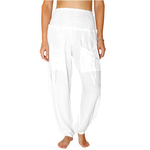 INGEAR Smocked Boho Harem Pants for Women - Hippie Bohemian Casual Gypsy Print, Ideal Yoga Pant - Baggy Harem Pants