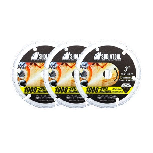 SHDIATOOL Diamond Metal Saw blade Cut-Off Wheel for Metal,Rebar,Iron Steel Tube, Angle Steel and Cutting Wheel 3In/75mm x Arbor 3/8In/10mm (3-pack)