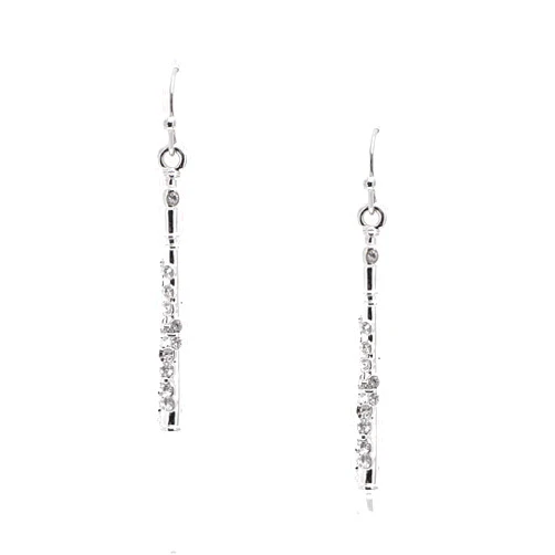 Spinningdaisy Dangling Rhinestone Flute Earrings