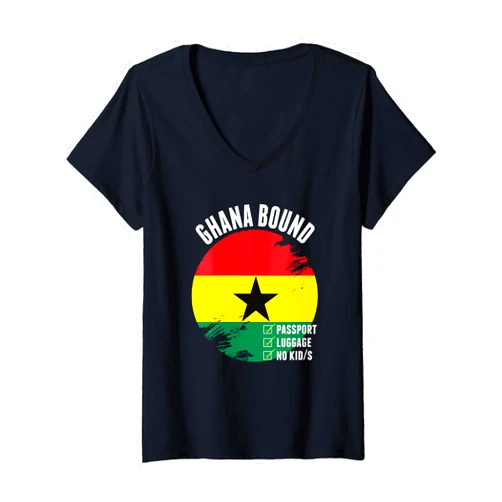 Ghana Souvenir Shirts Backpacking Traveler Gifts Ghana Bound Country Travel Ghanaian Flag Vacation Souvenir V-Neck T-Shirt