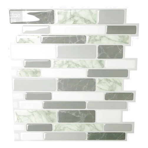 Tic Tac Tiles Peel and Stick Self Adhesive Removable Stick On Kitchen Backsplash Bathroom 3D Wall Sticker Wallpaper Tiles in Polito Designs (10 Sheets, Grigio)