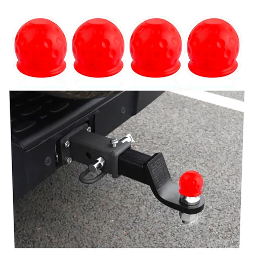 SSNNUU 4PCS Car Hitch Ball Cover(Unique Lunar Shape),Rubber 2in Car Trailer Ball Cover for Avoiding Rust,Universal Car Accessories Car Ball Hitch Cover Fits Cars,SUVs,Trucks (Red)