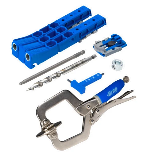 KREG Durable Pocket-Hole Jig 320 with Classic 2 Inch Face Clamp - Includes Wood Clamps for Woodworking & Tight Spaces - For Materials 1/2 Inch to 1 1/2 Inch Thick