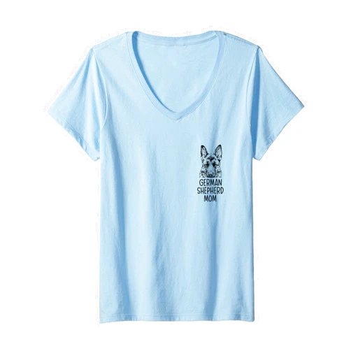 German Shepherd GSD Dog Mom Pocket Womens German Shepherd Mom Pocket Alsatian GSD Dog Mama V-Neck T-Shirt