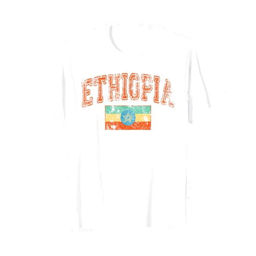 Threadrock Vintage Retro Faded Ethiopia Flag Ethiopian Pride T-Shirt