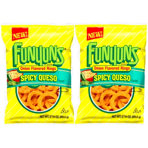 Funyuns New Funyuns Spicy Queso Onion Flavored Rings (2.12oz Bags)(2Pack)