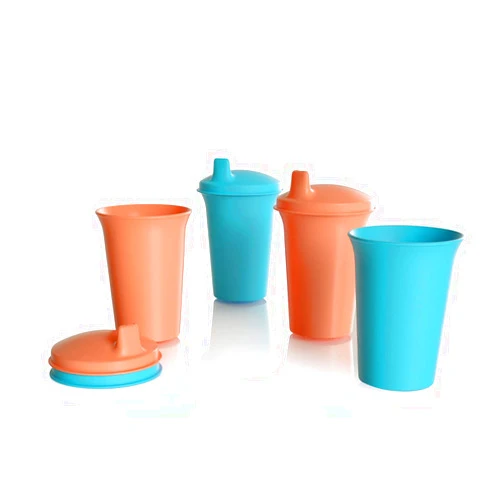 Tupperware Bell Tumblers & Sippy Cup Seal 7 oz (200 mL) Set of 4 Cosy Rosy & Spa blue color