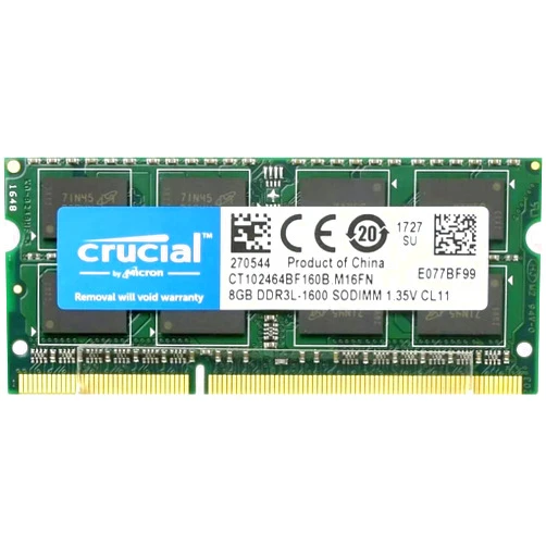 Micron Crucial RAM 8GB DDR3 1600 MHz CL11 Laptop Memory CT102464BF160B