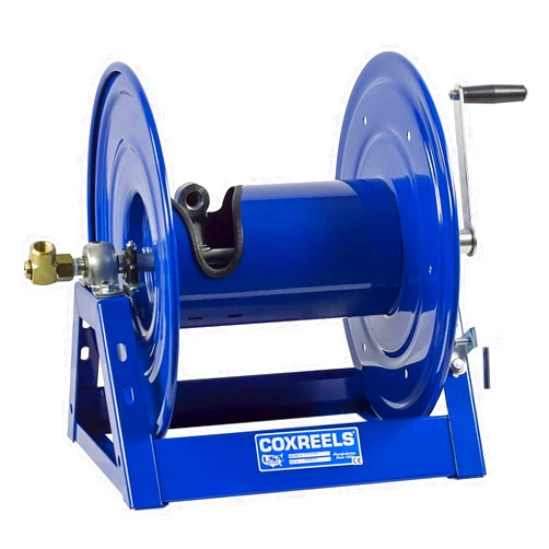 Coxreels 112-3-100 Hand Crank Hose Reel - Heavy-Duty Steel Frame for Stability - Adjustable Tension Brake for Controlled Operation- Fits 3/8 x 100 ft Hose - 12 x 18.25 x 13 inches