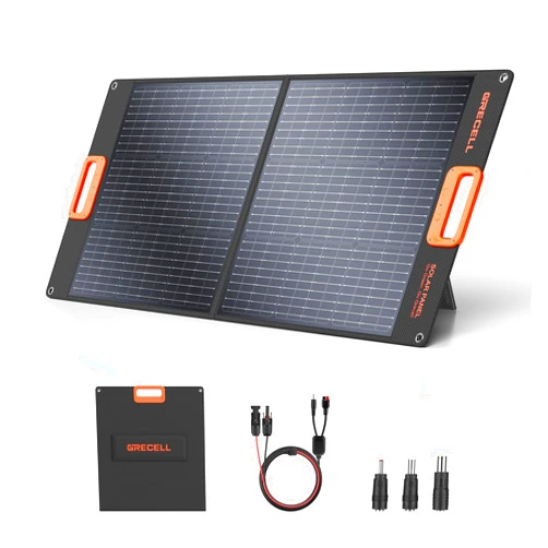 GRECELL 100W Portable Solar Panel for Power Station Generator, 20V Foldable Solar Cell Solar Charger with High-Efficiency Battery Charger for Outdoor Camping Van RV Trip