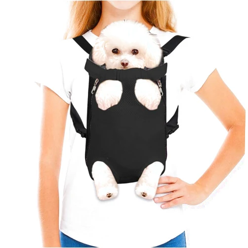 FEimaX Dog Carrier Backpack Pet Legs Out Front Cat Travel Bag, Adjustable Puppy Backpacks Carriers Hands-Free for Small Medium Dogs Cats Hiking Traveling Camping Daily Walking (Medium, Black)