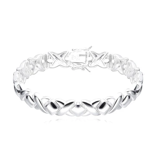MORGAN & PAIGE .925 Sterling Silver XOXO Hugs and Kisses Tennis Bracelets for Women - Polished Finish Elegant Design for Friendship and Relationship, Silver Bracelets for Women 7 inch