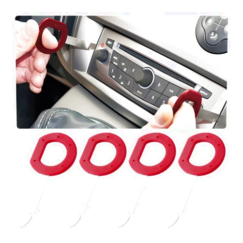 Zipelo 4 Pieces Radio Removal Tool Kit, Car Trim Removal Pry Tool Key with Easy Grip Handle and Stiff Blade, Auto Host Disassembly Tool Set, Universal Car Accessories Compatible with Most Vehicles