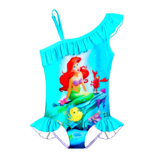 Difforever Little Princess Swimsuit Girls One Piece Bathing Suit Kids Cartoon Swimwear Beach Outfit