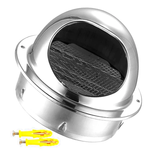 Whalebee Air Ventilation Outlet Hood, Vent Hood Practical 304 Stainless Steel Round Exhaust Grille Louvered Vent, Easy to Install External Extractor Wall Dryer Vent Cap