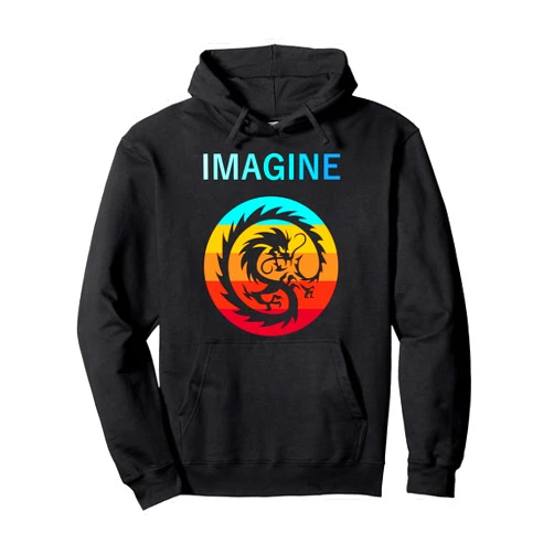 Imagine Retro Fantasy Dragon Imagine Fantasy Dragon Retro Tribal Pullover Hoodie