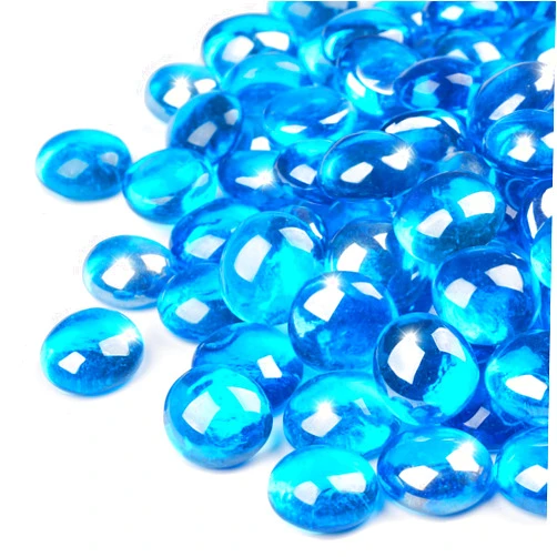 GASPRO 20 lbs Fire Pit Glass for Propane Fire Pit, 3/4 Inch Fire Glass Beads for Fireplace Fire Pit Table, Glass Rocks for Landscaping - Caribbean Blue