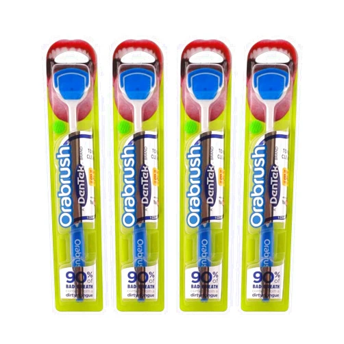 DenTek Orabrush Tongue Cleaner and Tongue Scraper 1 Count (Pack of 4) (Color May Vary)
