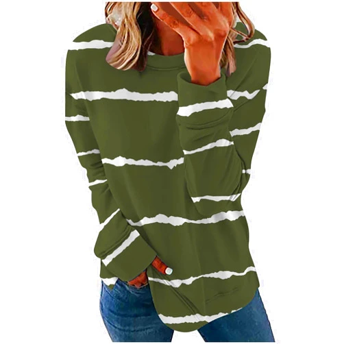 SMIDOW Women's Fall Fashion 2023 Stripe Sweatshirts Long Sleeve Crewneck Pullover Tops Fall Teen Girl Preppy Sweatshirt