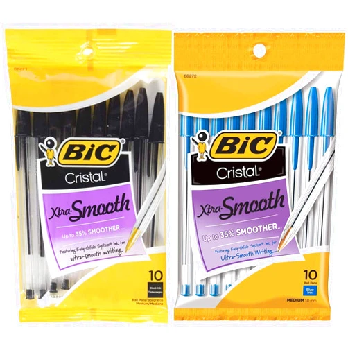 BIC Cristal Xtra Smooth Ballpoint Pens, Medium Point (1.0mm), Black and Blue, 20-Count