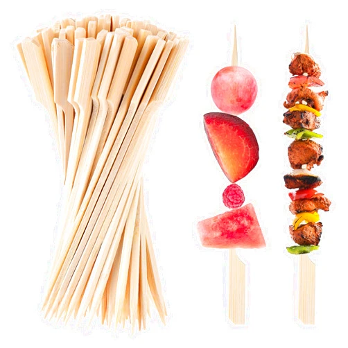Abeillo 6 inch Bamboo Skewers, 100 PCS Bamboo Sticks for Cocktail Appetizer Toothpicks Kabab Skewers Picks Paddle Wooden Skewers for Cocktail, Fruit, Grilling, Drink, BBQ, Fondue(6 Inch)