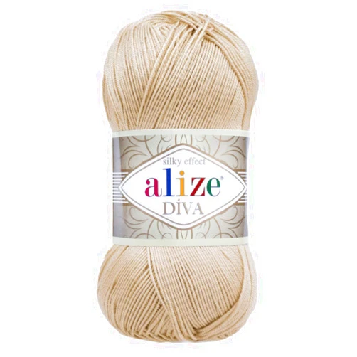 Alize Diva Silk Effect 100% Microfiber Acrylic Yarn 1 Ball/Skein 100gr 383yds Color (368 - Camel)