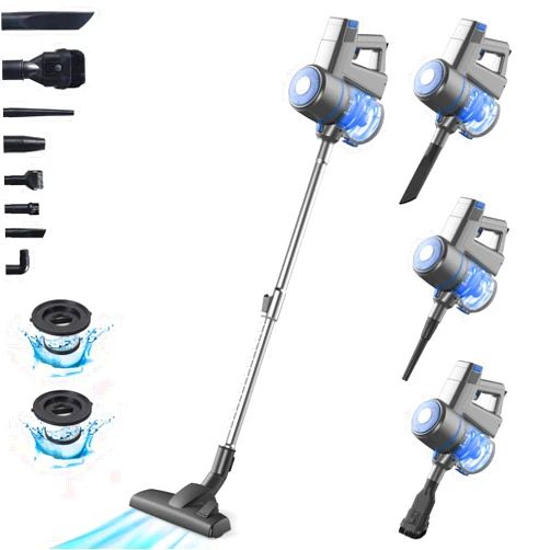 Intercleaner Corded Vacuum Cleaner, 17KPa Powerful Suction with 600W Motor, 10 in 1 Lightweight Bagless Stick Vac with Handheld, Ultra Quiet, for Hardwood Floor Marble Tile Car Pet Hair