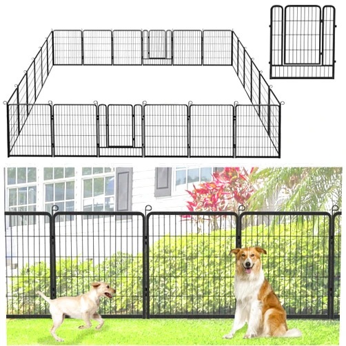 Jhsomdr No Dig Decorative Garden Fence with Gate Rustproof Metal Fence Panels, 32in(H) x 53Ft(L) Garden Fencing for Yard 20 Panels Animal Barrier Fence for Dogs, Rabbit, Patio