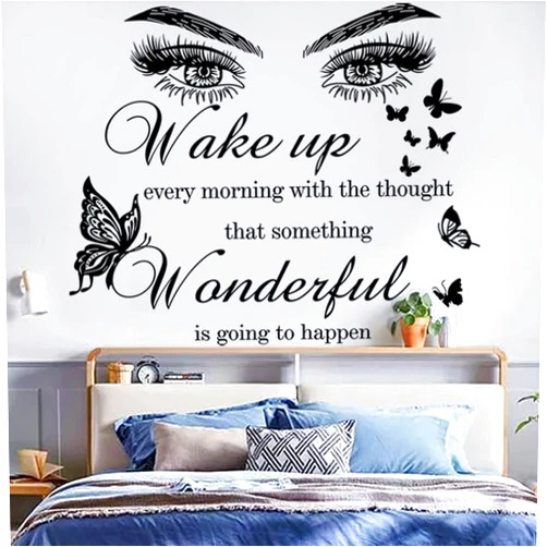 CASADECOR Inspirational Wall Stickers Quotes Vinyl Eyes Eyelash Wall Decals Motivational Sayings for Wall Art Decor Sticker Positive Lettering Wall Decal for Women Girls Bedroom Living Room Home Beauty Salon Wall Decoration