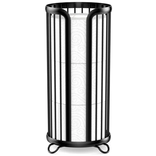 Bunoxea Toilet Paper Holder Stand, Freestanding Toilet Tissue Organizer, Minimalistic Storage Solution, Reserve Mega Rolls-Modern Black