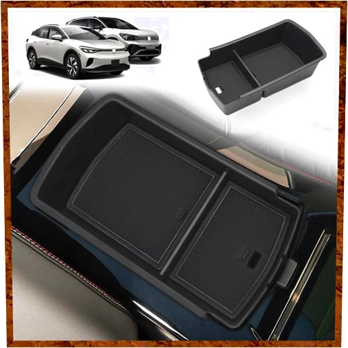 Muslogy for 2023 2024 VW ID.4 ID6 Storage Box Organizer Center Console Tray Interior Accessories Compatible with Volkswagen ID 4 ID4 ID.6 2023(2023+ Center Console Tray)