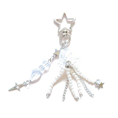 Meefisher White jellyfish Cute Charm Keychain Y2K Aesthetic Keyring Mini Kawaii Accessories for Backpack Purse Camera Car Keys for Women