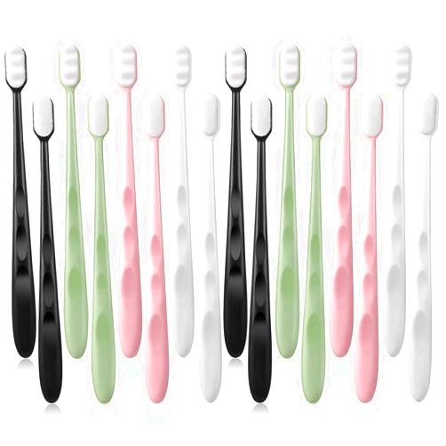 Patelai 16 Pieces Extra Soft Toothbrush Micro-Nano Toothbrush with 20000 Floss Bristles Manual Toothbrushes for Sensitive Teeth Pregnant Women Elderly Children, 2 Styles