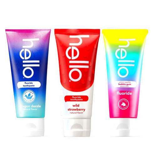 hello Variety (Unicorn, Strawberry, Dragon) Fluoride Kids Toothpaste, Anticavity, Natural Flavors, Vegan, SLS Free, Gluten Free, Ages 2+, 4.2 Ounce (Pack of 3)