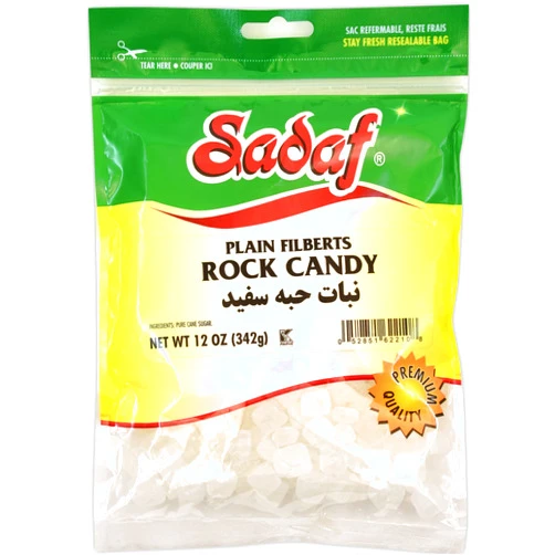 Sadaf Rock Candy Plain Filberts - Rock Candy for Tea and Beverages - Food Flavoring Candy Rocks - Classic Sweet Delight - 12 oz Resealable Bag
