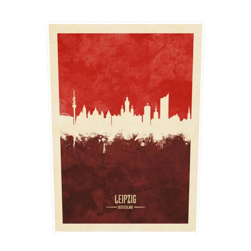 Trademark Fine Art Leipzig Germany Skyline Red II by Michael Tompsett, 14x19
