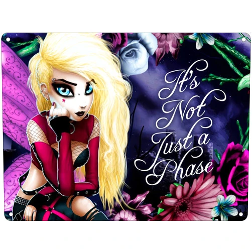 Hexxie Izzy It's Not Just A Phase Mini Tin Sign Black 20x15cm