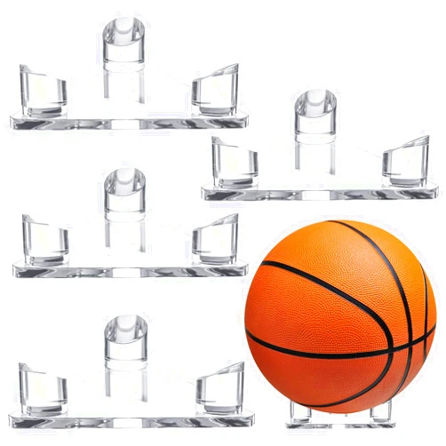 Sumind 4 Pieces Acrylic Ball Stand Holder Clear Sports Ball Storage Display Stand for Footballs Basketballs Volleyballs Soccer Bowling Ball Display