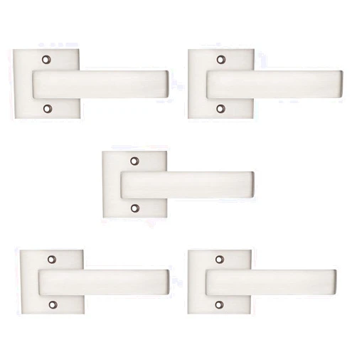 Probrico [Pack of 5 Door Lever Dummy Lever Door Handle for Closets French Doors,Square Dummy Door Lever,Non-Turning Single Side Pull with Satin Nickel Finish,Easy Installation Pull Only Lever Set