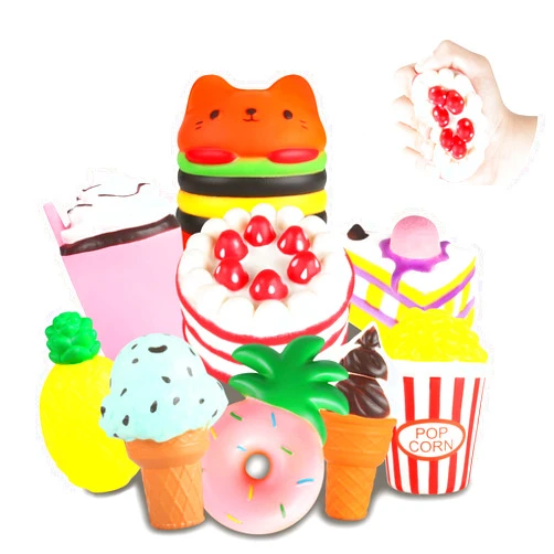 YOYI Slow Rising Jumbo Squishies Toys Set - 9 Pack Soft Kawaii Squishy Hamburger Popcorn Cake Ice Cream Donut Stress Relief Squeeze Toy for Boys and Girls