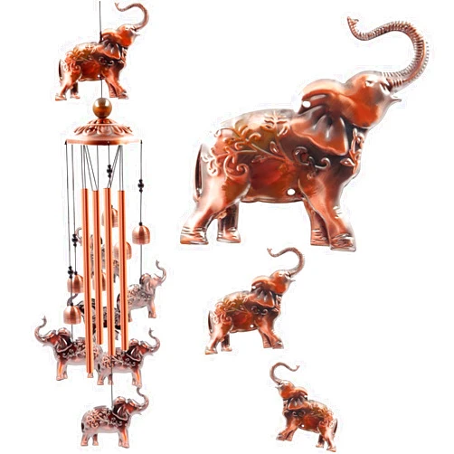 Ukulork Wind Chimes Outdoor Clearance, Ukulork Elephants Aluminum Tube Windchime with S Hook,Patio Garden Decor, Housewarming Gift.