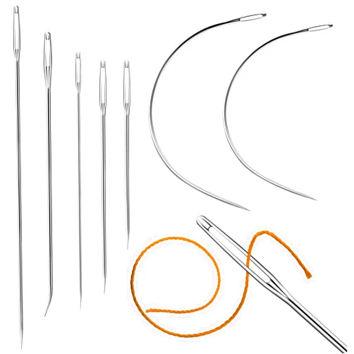 CHAFFIT Heavy Duty Hand Sewing Needles Set - 7pcs Straight and Curved Hand Sewing Needles Leather Sewing Needles Leather Hand Sewing Needle for Upholstery, Leather, Carpet, Canvas Repair and Sail
